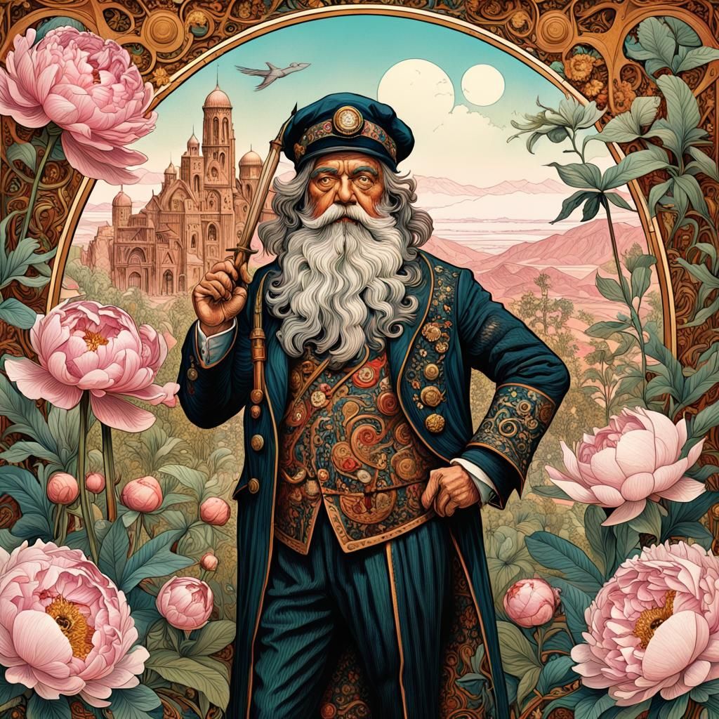 Steampunk Santa Claus in Jungle Desert Illustration