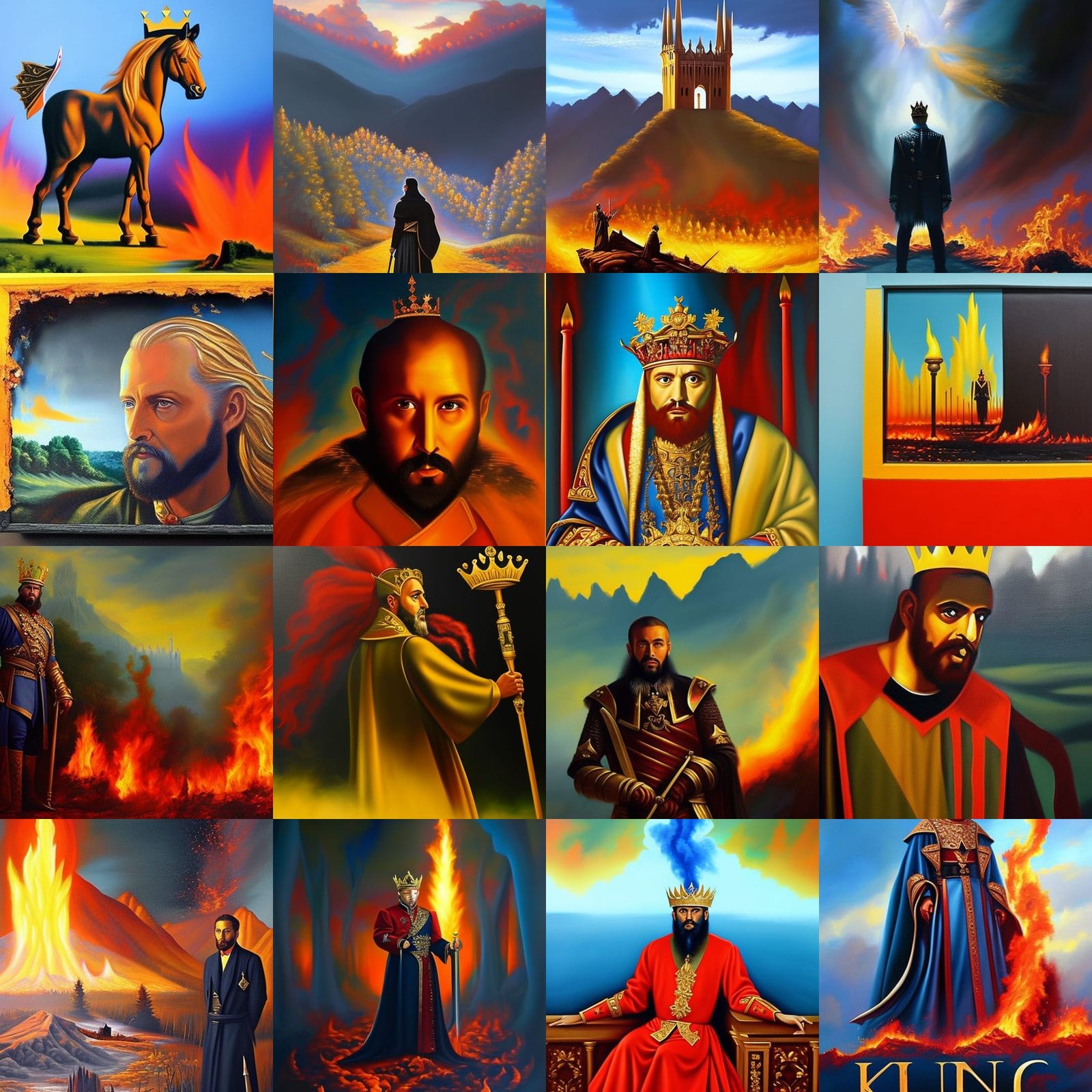 Decaying King's Burning Kingdom: An Oil Painting