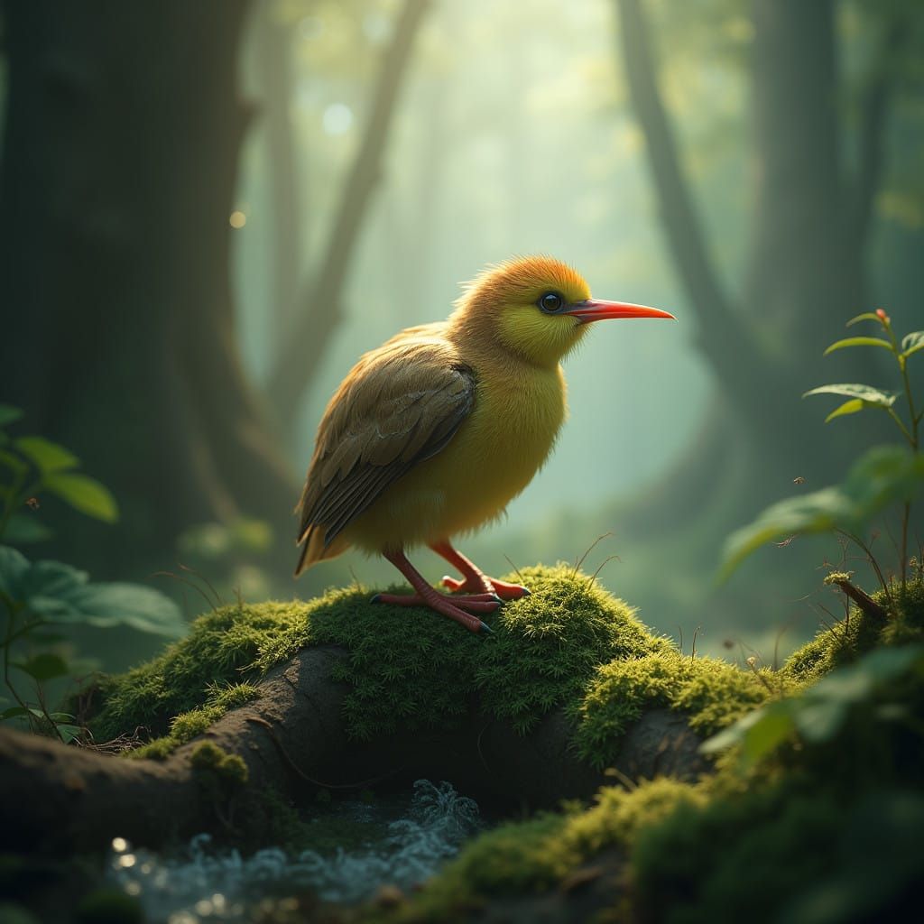 Mystical Forest Kiwi Bird in Whimsical 8K Matte Painting