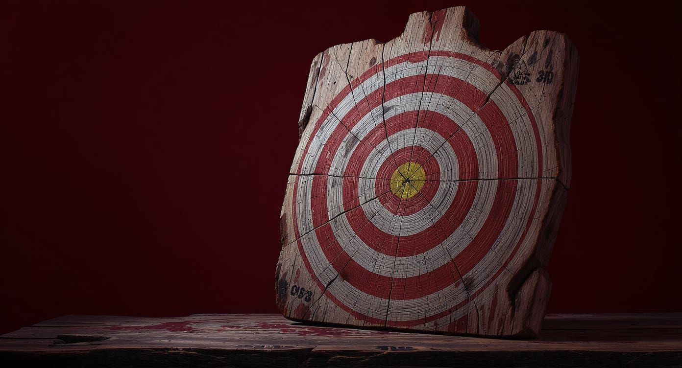 Dramatic Archery Target with Cracks, Photorealistic Renderin...