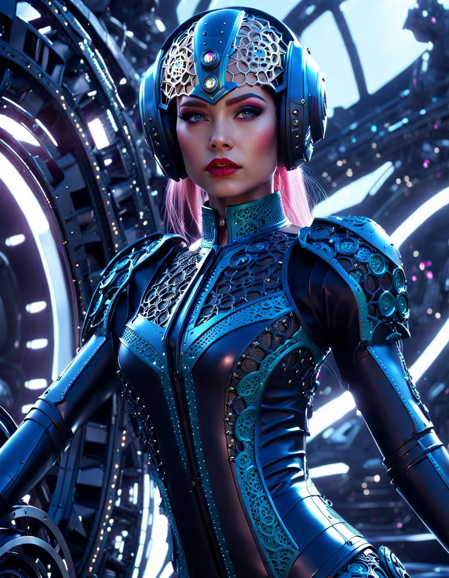 Futuristic Latex Fashion in Sci-Fi Scene