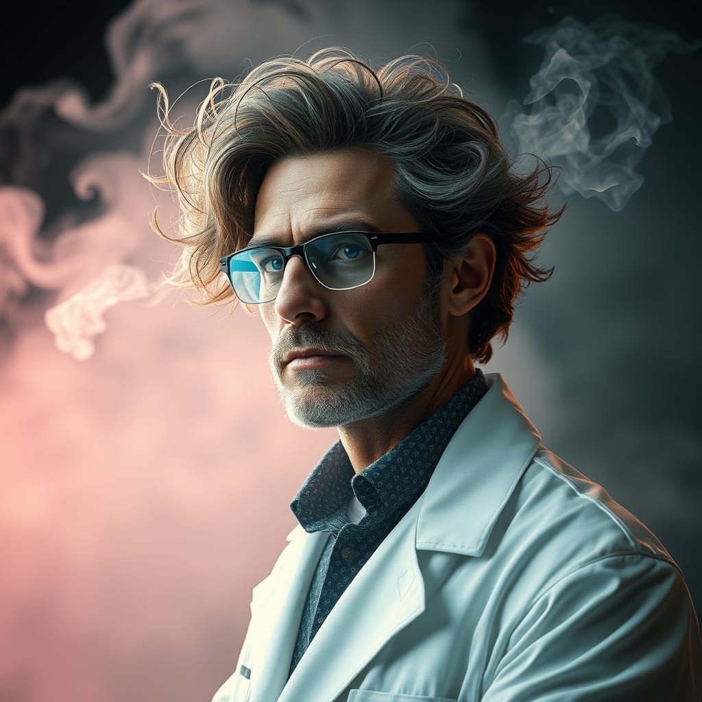 Mystical Scientist Portrait with Dynamic Lighting