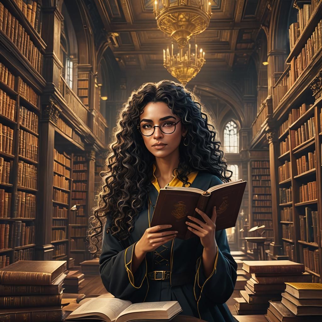 Dara Ravenwood, Black Curly Long Hair, Tanned skin, Wire fra...