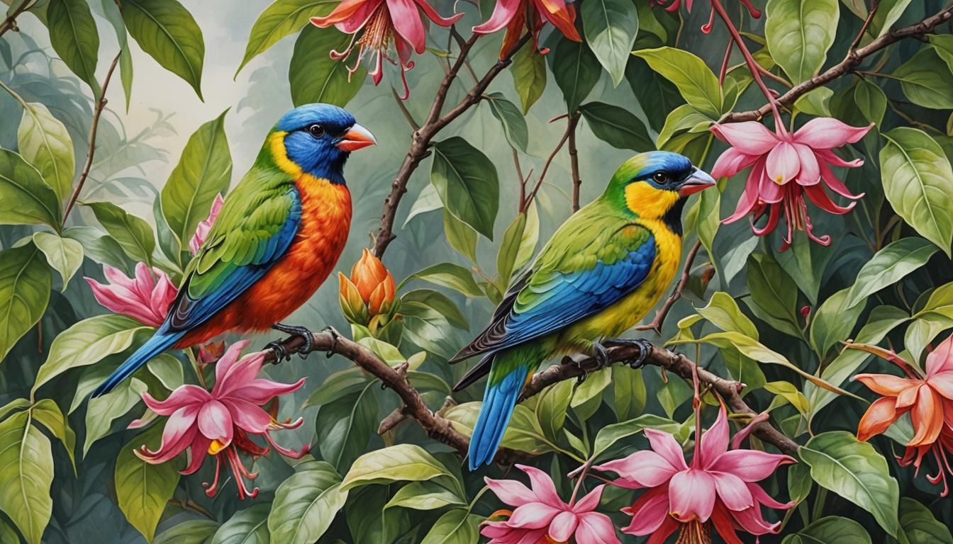 Striking Watercolor Parrot Portrait with Vivid Detail