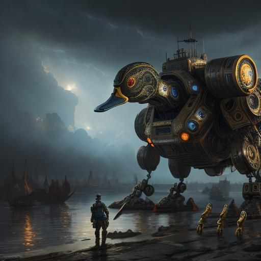Mutant Robot Ducks: Epic Cinematic Digital Painting