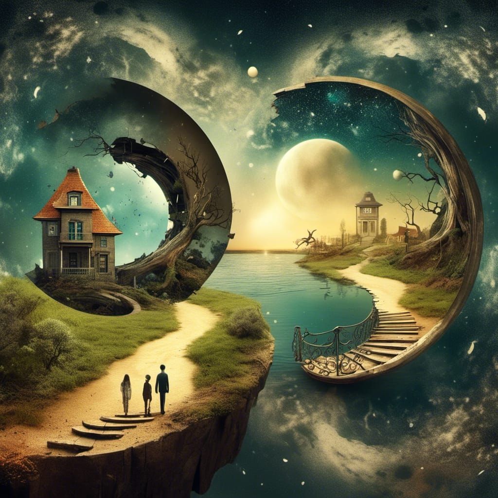 Surreal Stargate Scene with Bonsai and Ship