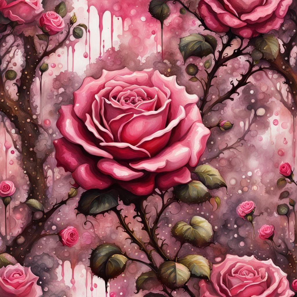 Steampunk Pink Rose Bush in Eden