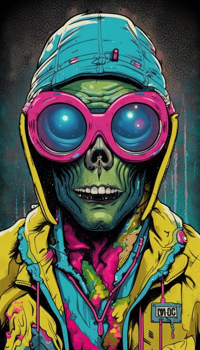 Urban Alien Hipster in Pop Art Style