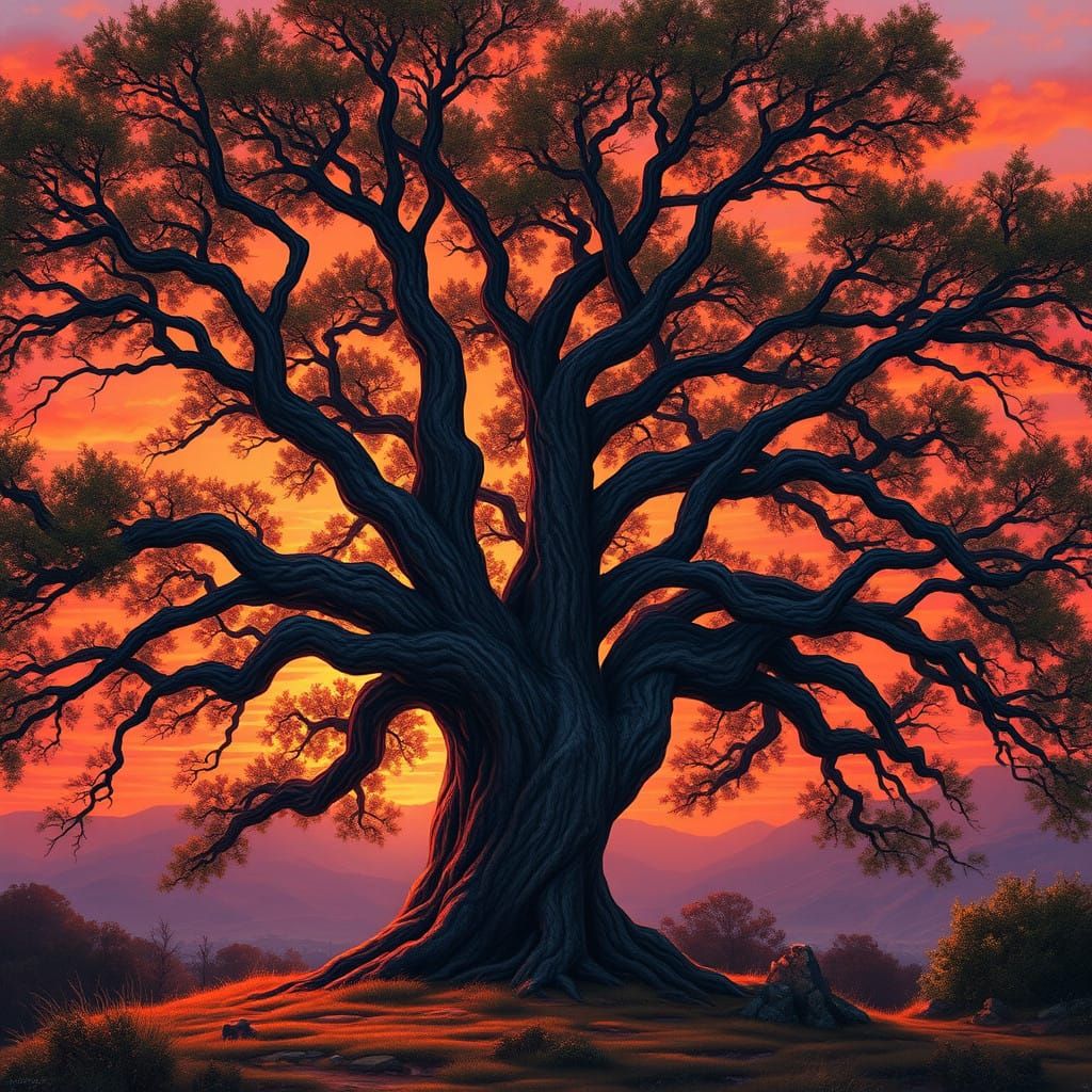 Surrealistic Landscape in Warm Sunset Tones