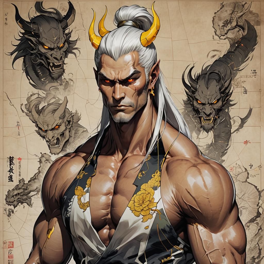 Demonic Japanese King in Samurai Armor