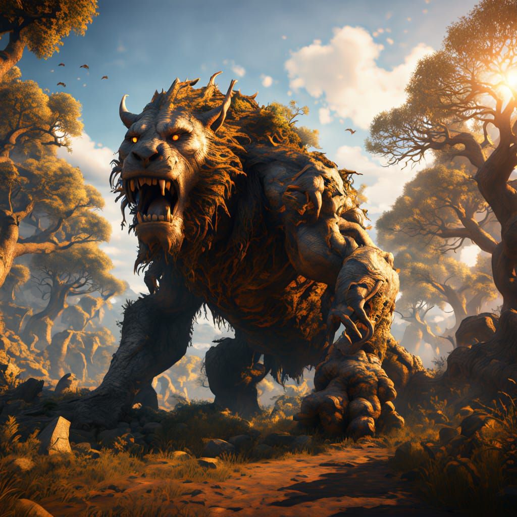 Mystical Beast of Verdantian Wonder in Hyper-Realistic Digit...