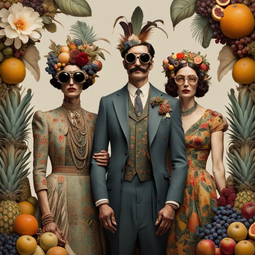 Elegant Surreal Portrait of Three Figures