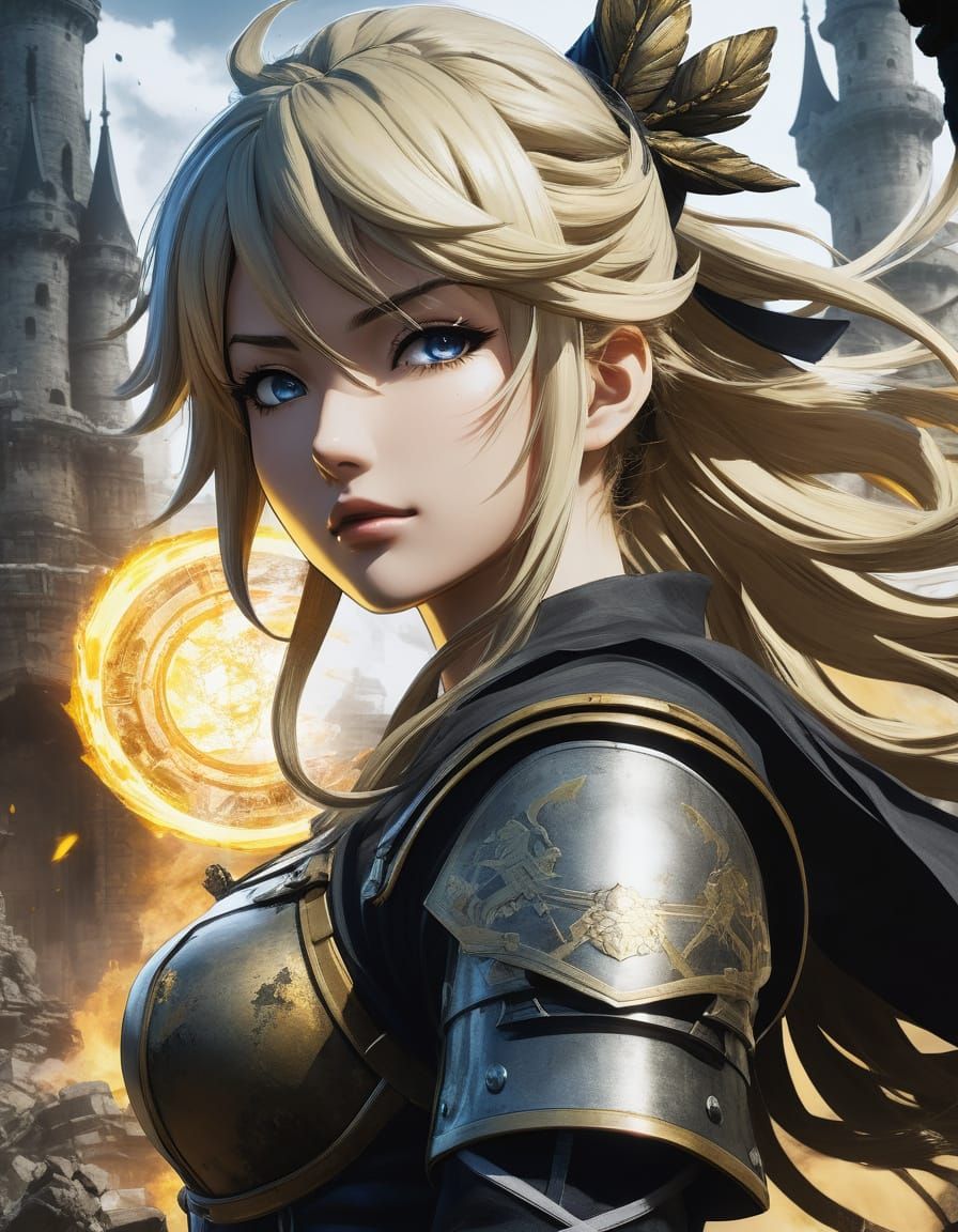 Anime Style Closeup of Lucy Heartfilia in Action Pose