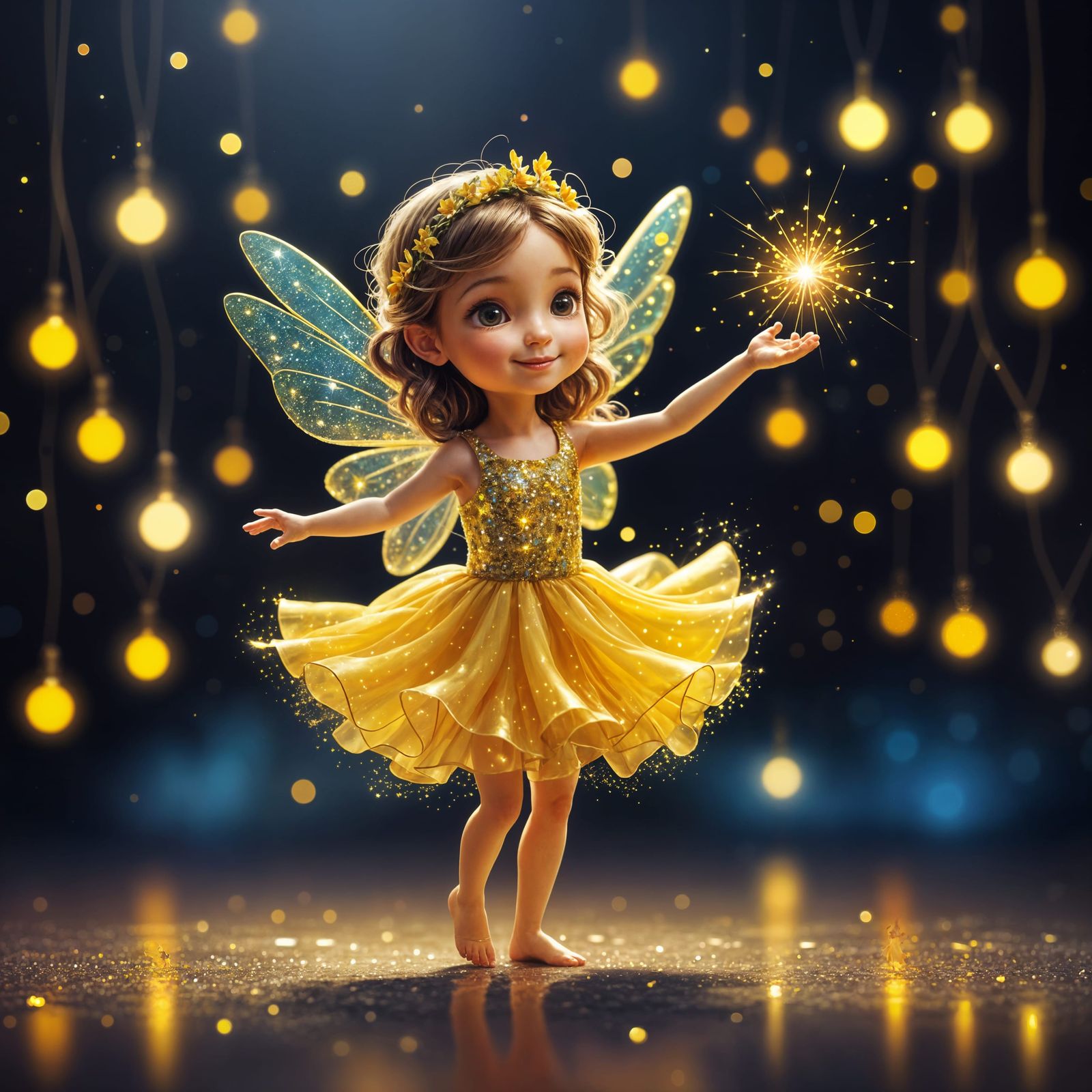 Adorable Fairy Dances on a Gentle Hand