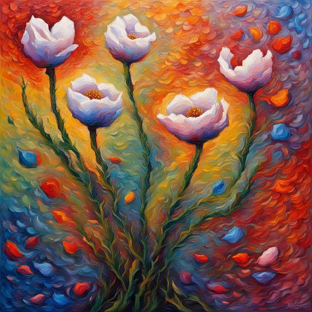 Expressionist Painting of Rebirth and Blossoming