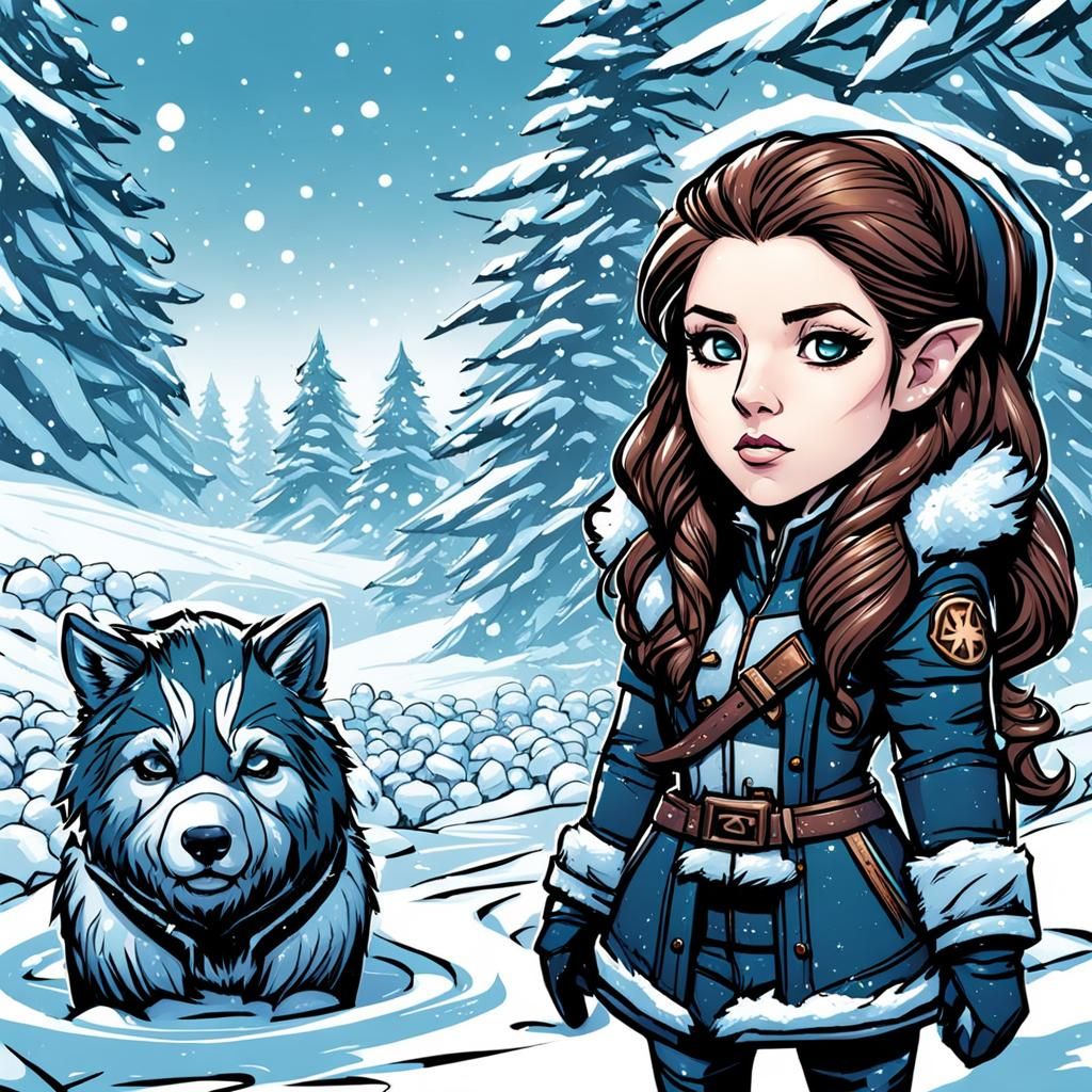 Anna Kendrick in Snow, Chibi Comic Art