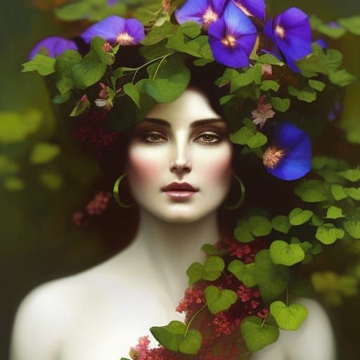 Morning Glory Goddess in Art Deco Style