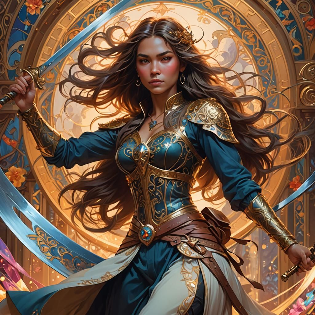 Ethereal Fantasy Portrait of a Powerful Lady in Flight