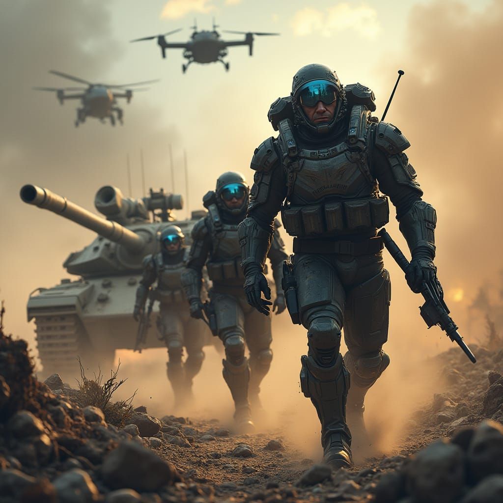 Dawn of the Future Battlefield in Cyberpunk Style