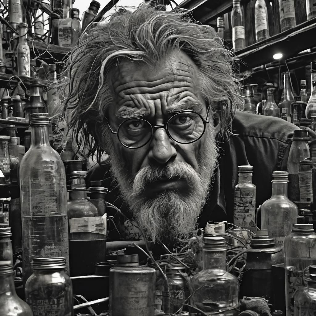 Gritty Noir: Disheveled Man in Sin City Style