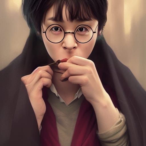 Harry Potter and Cho Chang Portrait in Art Nouveau Style