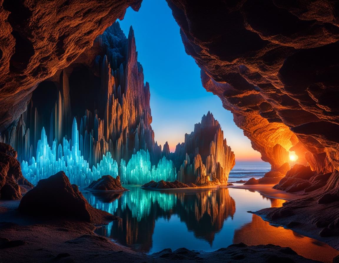 Luminous Crystal Cavern at Magic Hour
