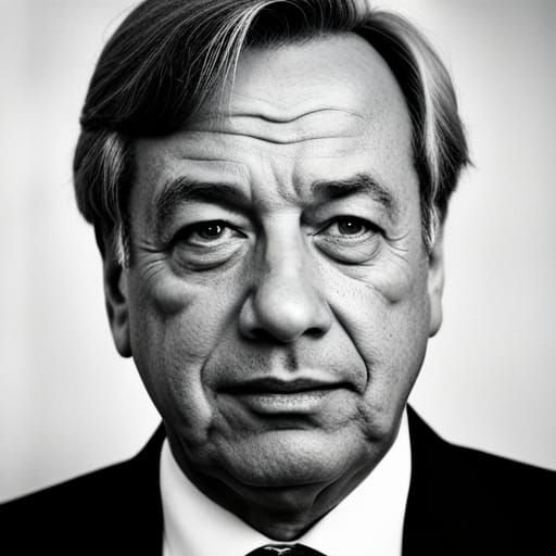 Detailed Portrait with UN Flag, Photorealistic Style