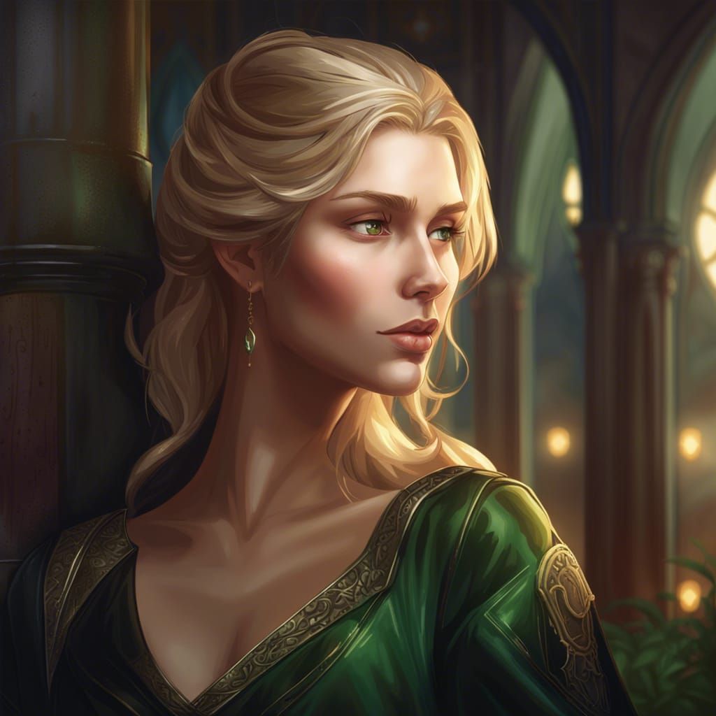 Medieval Princess Kissing a Boy: Detailed Portrait