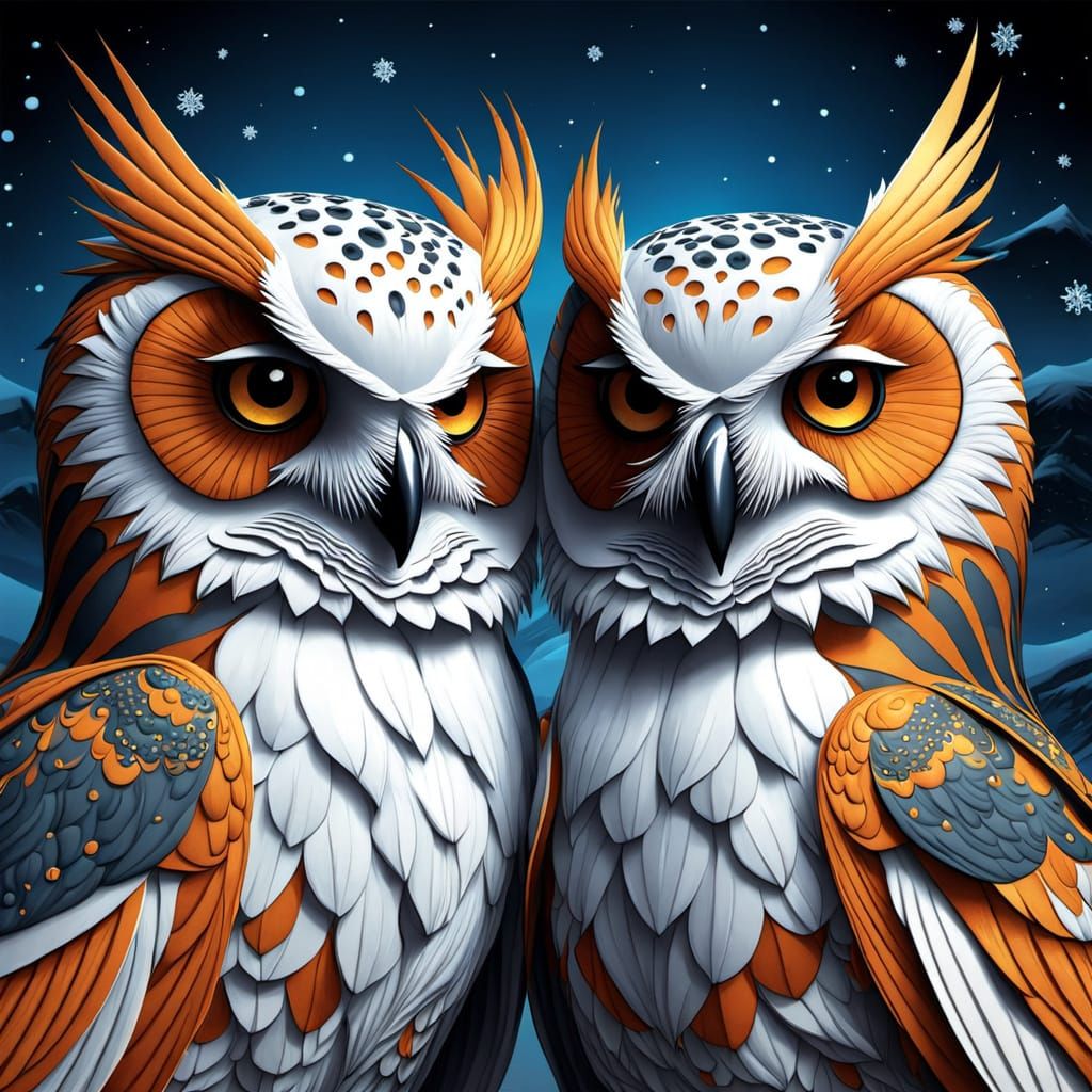 Majestic Snowy Owl Couple in a Winter Wonderland