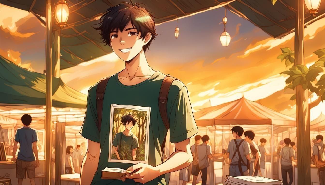 Anime Teen at Fair with Amazon Rainforest Backdrop