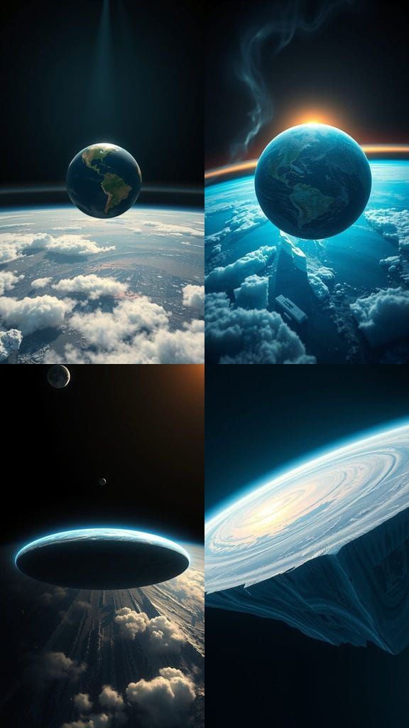 Epic Flat Earth Horizon with Glowing Atmosphere and Iridesce...