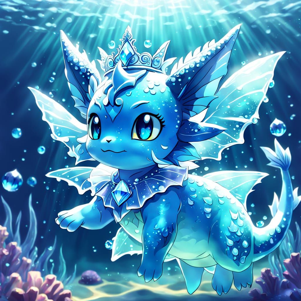 Vaporeon with Crystal Tiara in Pastel Fantasy