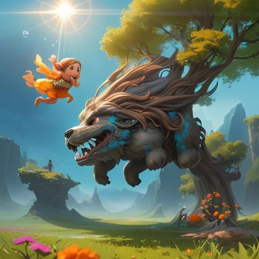 Havanese Puppy's Joyful Bubble Leap: Whimsical Concept Art