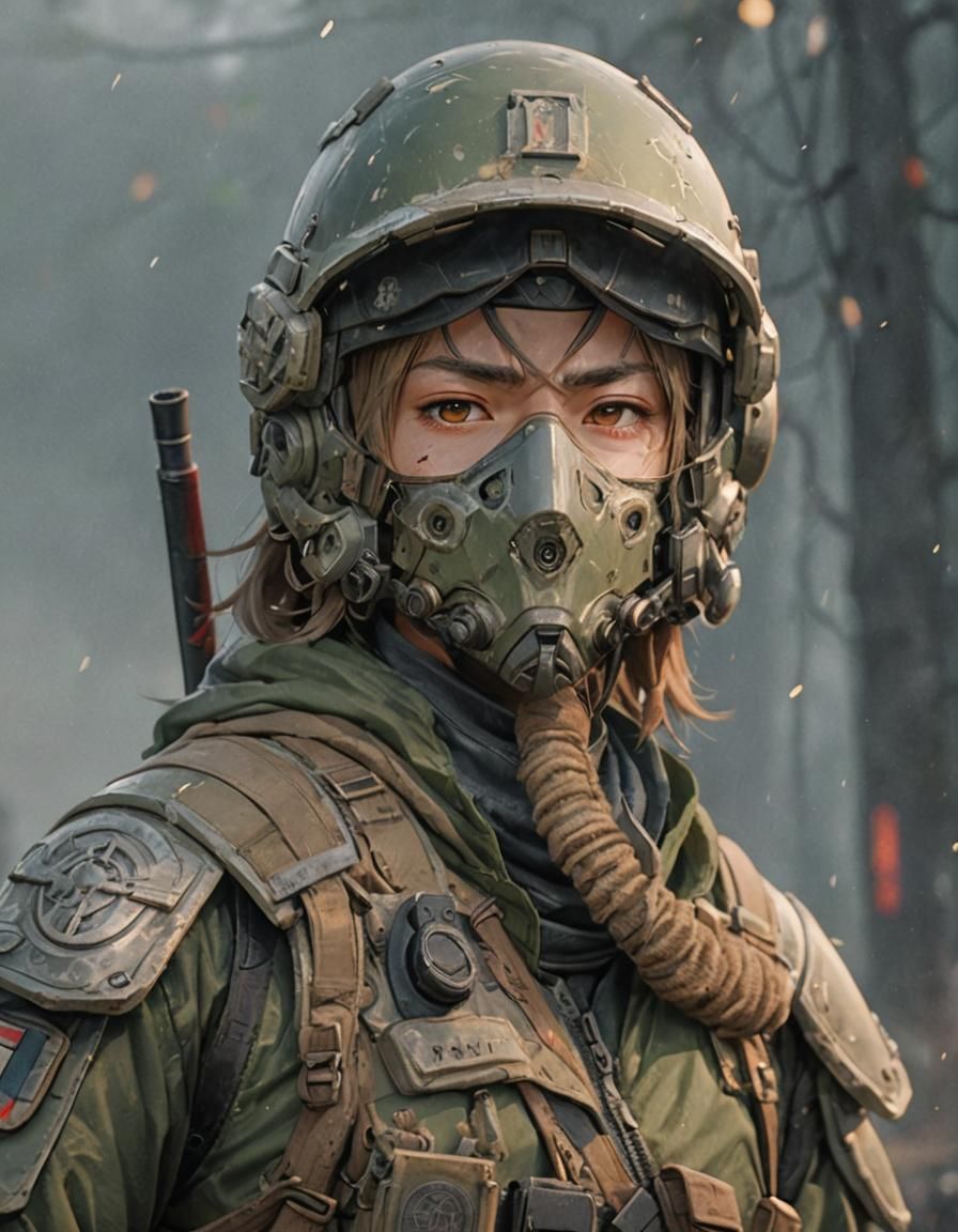 Detailed 3D Anime Soldier Inspired by WLOP