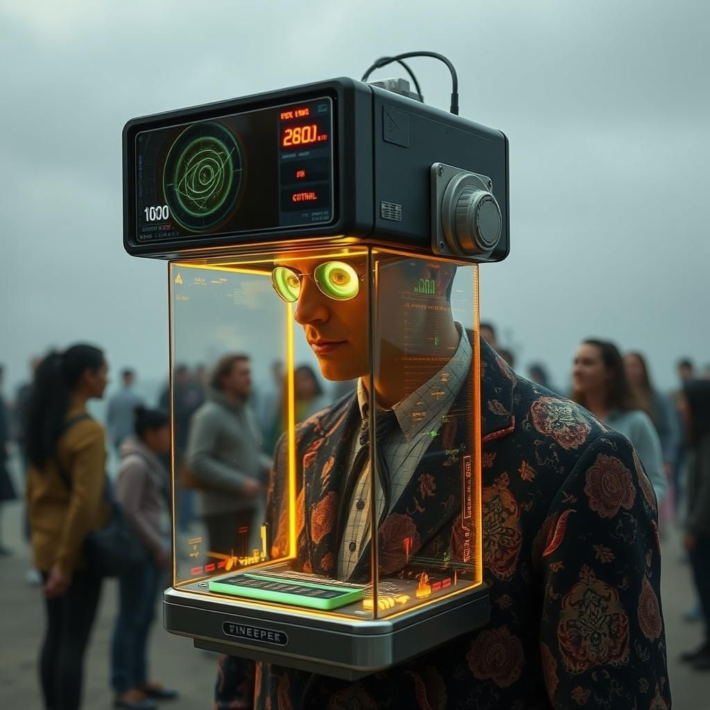 Retro Biometric Device Scanning Fantastical Thoughts