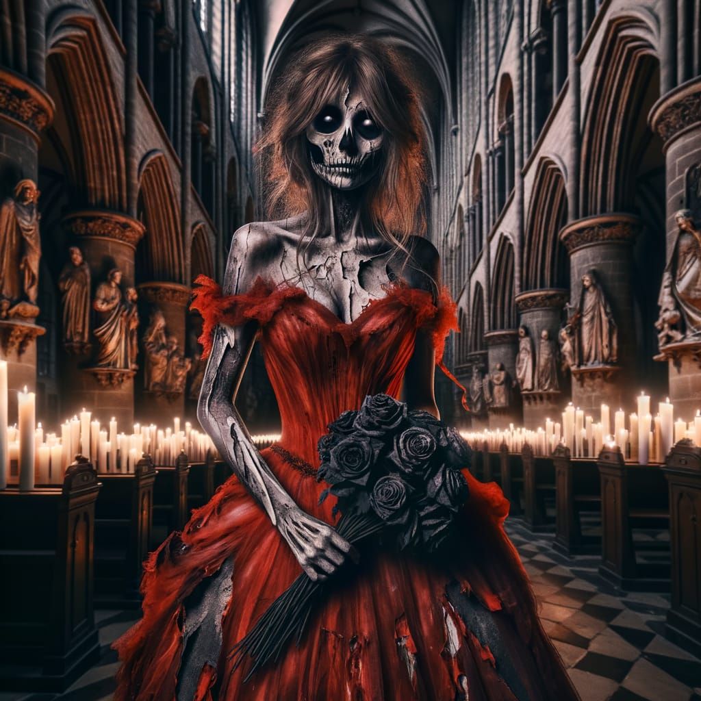 Spectral Bride in Baroque Cathedral