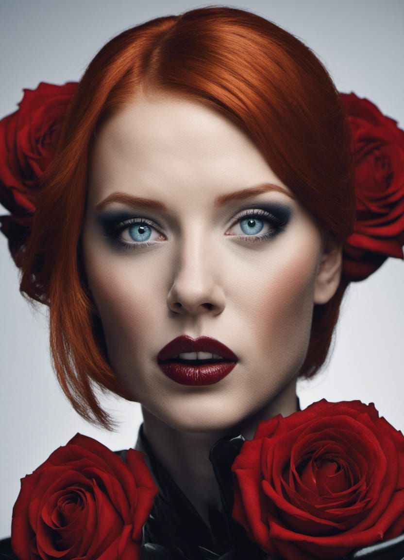 Women in Latex with Roses: Professional Portrait
