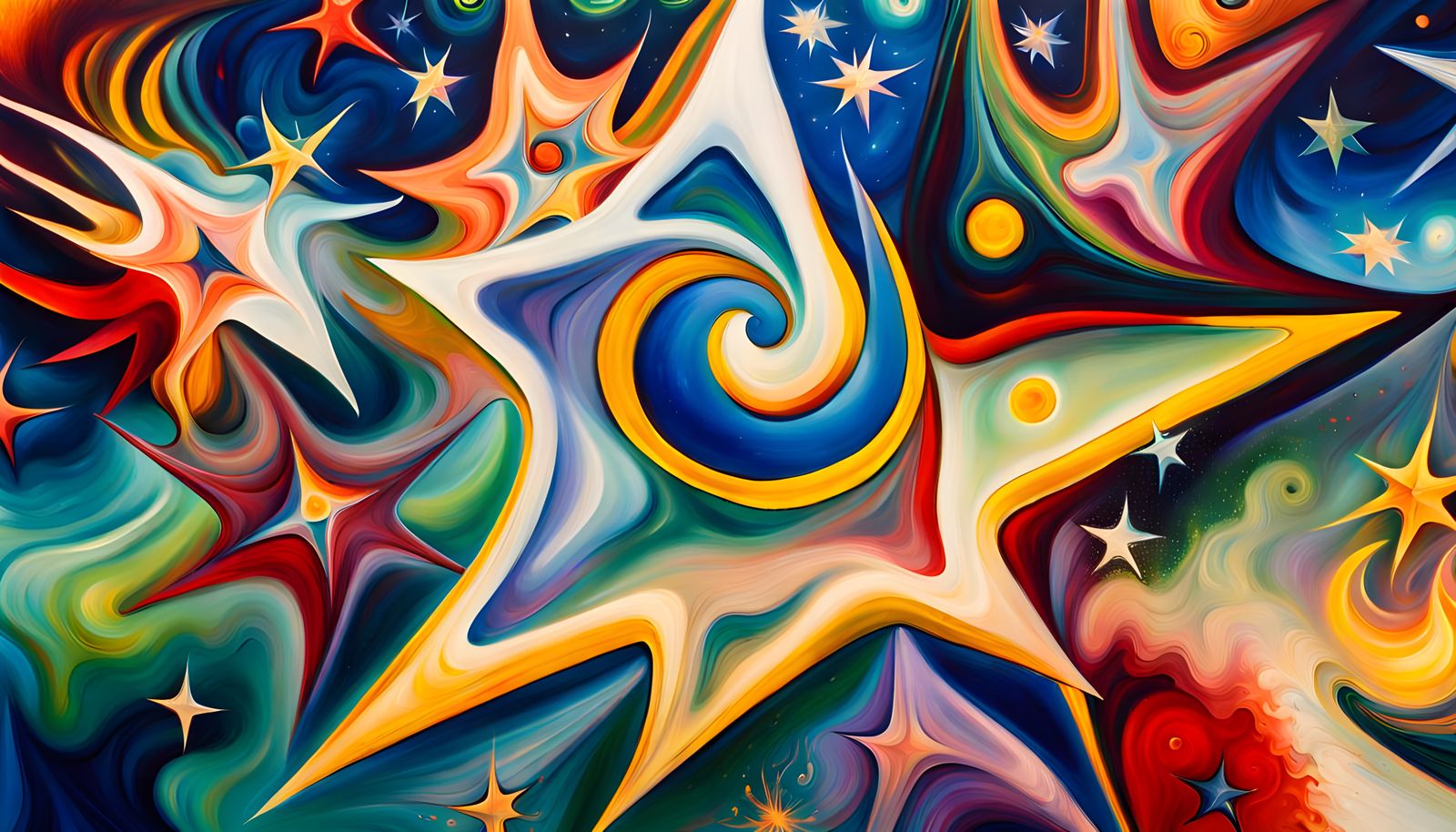 Iridescent Stars and Cosmic Energy in Abstract Expressionism