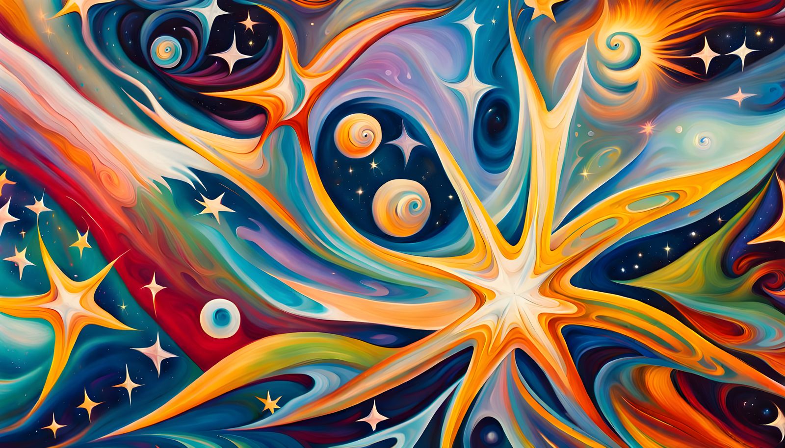 Iridescent Star Cluster in Abstract Expressionist Style