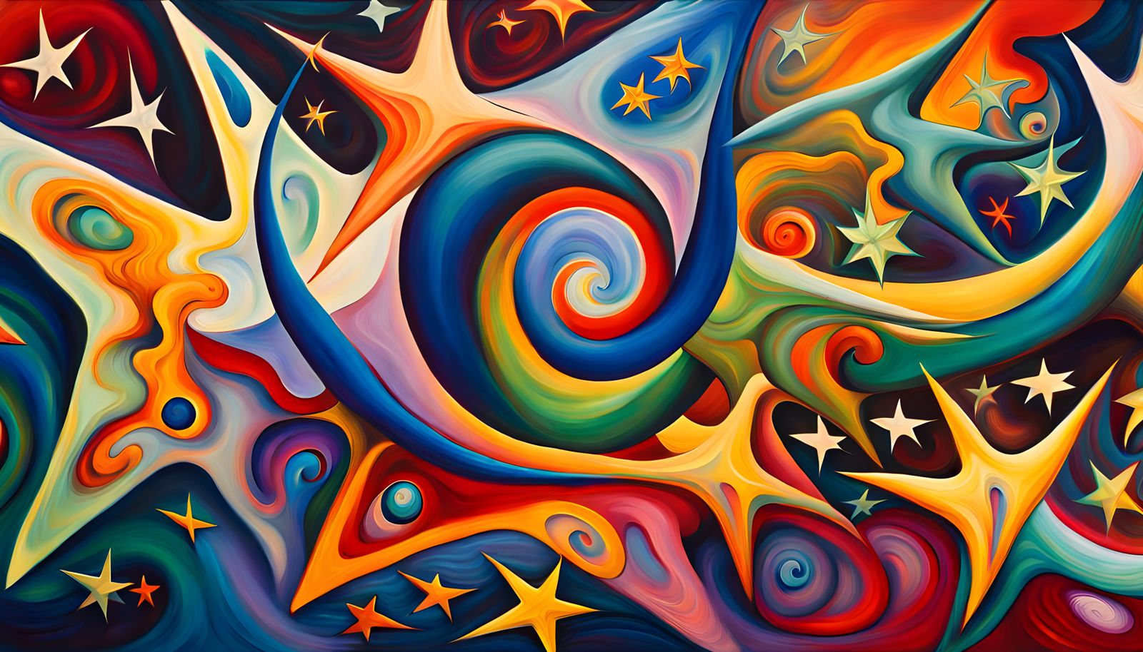 Iridescent Star Family in Abstract Expressionism