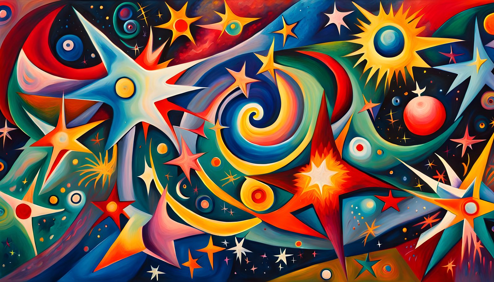 Cosmic Birth: Iridescent Stars Emerge in Abstract Whirlpools