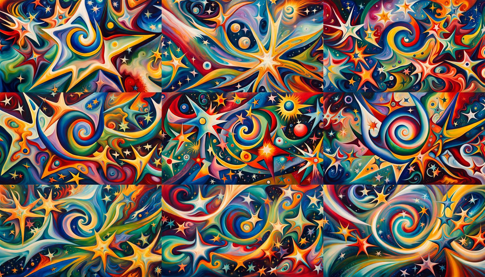 Iridescent Star Cluster Formation in Abstract Expressionism