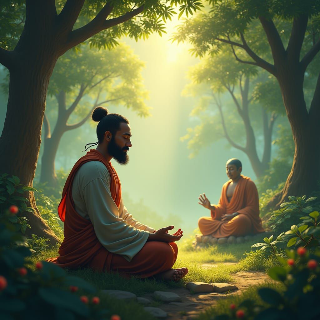 Merchant's Serene Meditation Inspired by Buddha's Wisdom