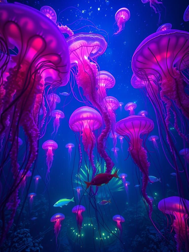 Surreal Underwater Metropolis in Neon-Lit Hyperrealism