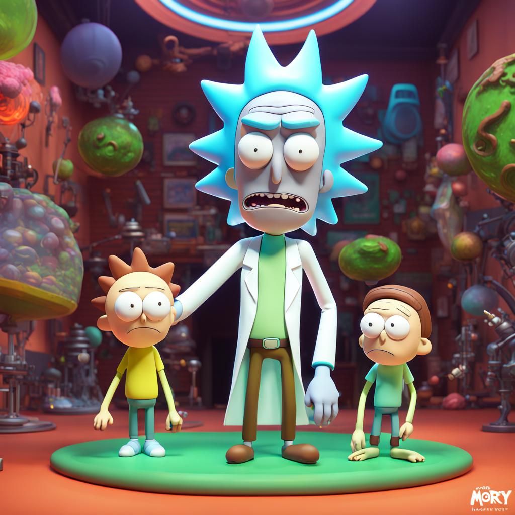 Rick and Morty as 3D Digital Art