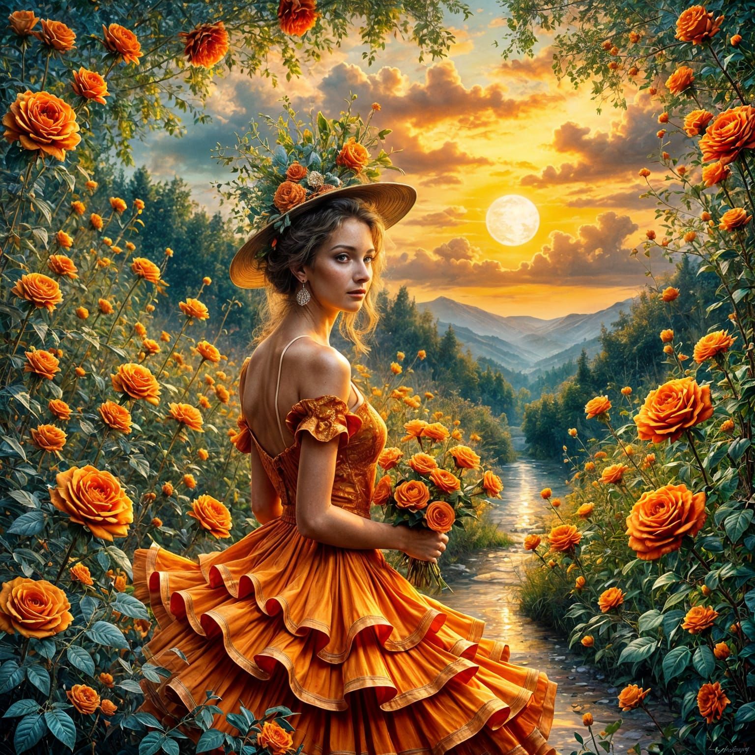 <lora:Empaste:1.0> <lora:Flux Oil and Glory:1.0> A retro-futuristic speakeasy in Art Deco style, neon lights, and metall...