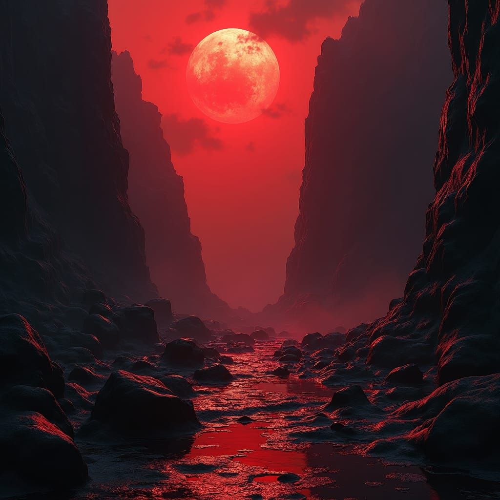 Surreal Black and Red Mystical Concept Art