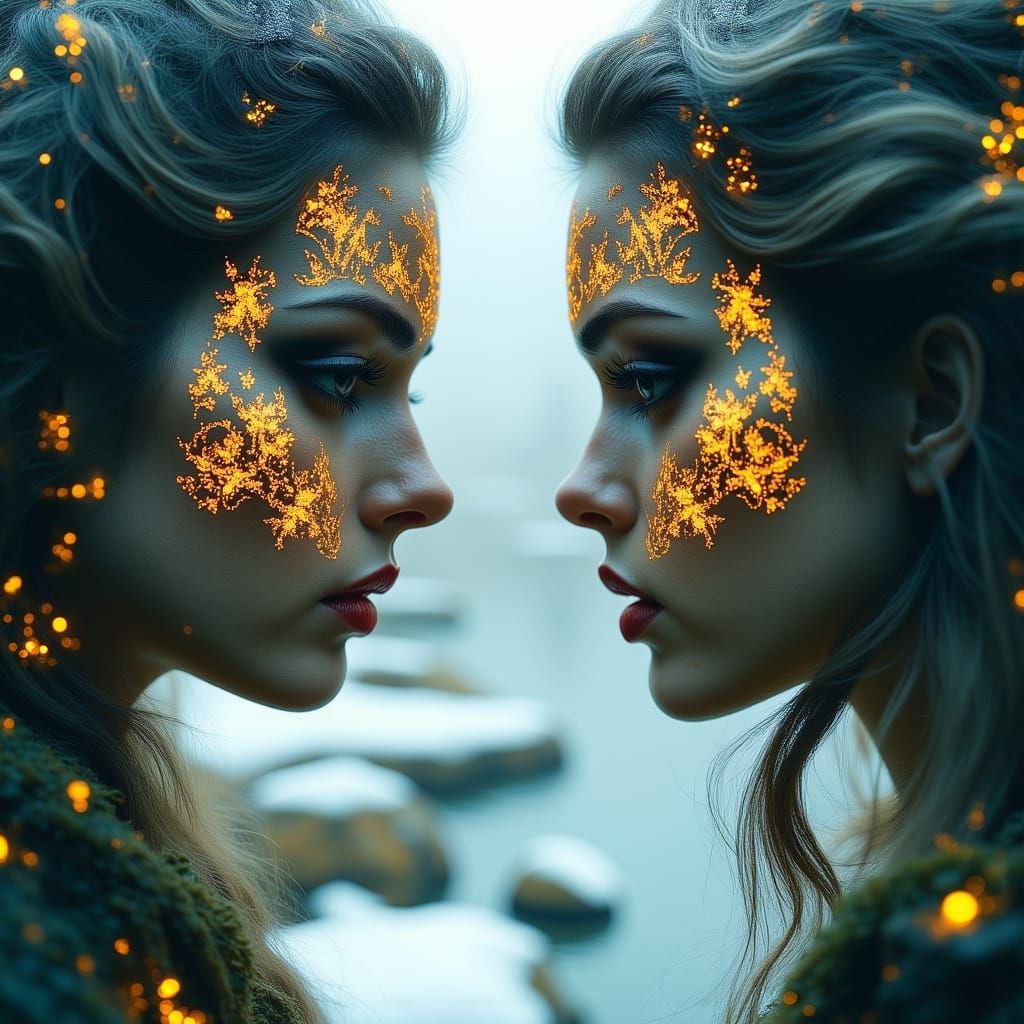 Norse Shieldmaidens Merge in Mystical Fjord Landscape