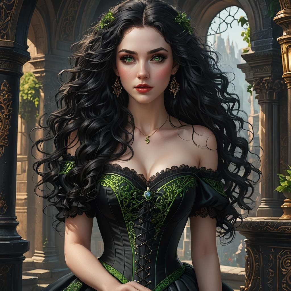 Fantasy Portrait: Pale Woman with Green Eyes