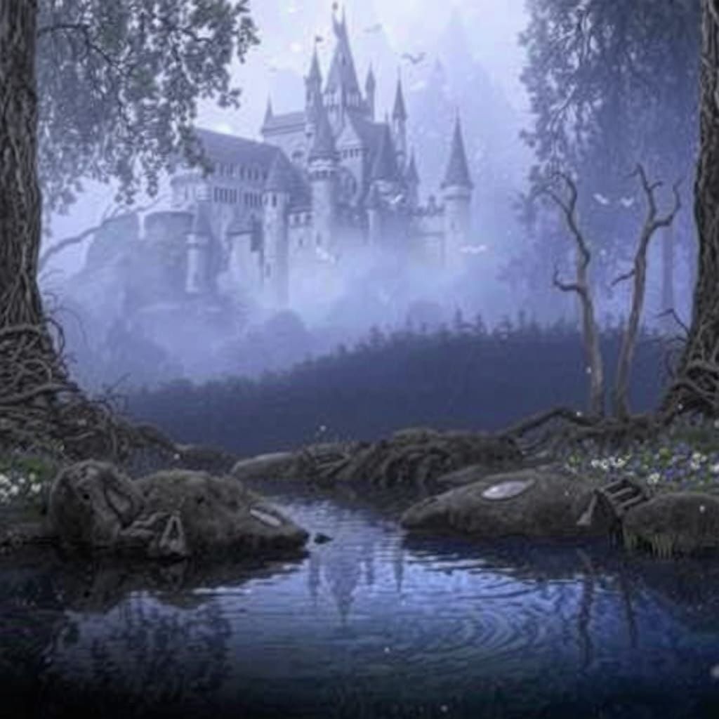 Ethereal Fantasy Castle on Cliffside Lake